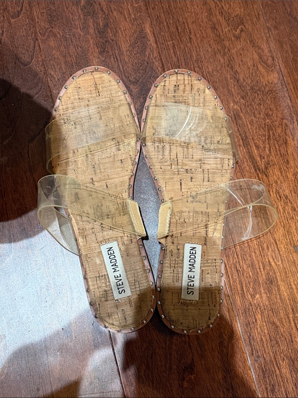 Steve Madden Cork Slide Sandals with Clear Straps